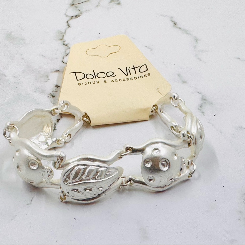 Dolce Vita Vintage New Silver Leaf & Ladybug Bracelet 7.5”-8.5” NWT
